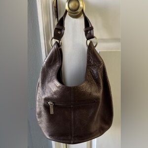 HOBO INTERNATIONAL Brown Pebble Leather Satchel Shoulder Bag Handbag